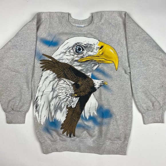Santee Other - Vintage 90s Bald Eagle Sweatshirt Mens Small Big Logo Nature Santee Made in USA